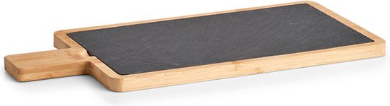 Planche rectangulaire en ardoise avec manche en bambou
