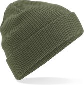 Beechfield Organic Beanie Commando wintermuts - army groen - heren - 100% gebreid katoen - Biologisch
