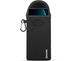 MobyDefend Hoesje - Geschikt voor Xiaomi 13T Pro - Neopreen Pouch Met Karabijnhaak - Insteek - Riemlus - Zwart