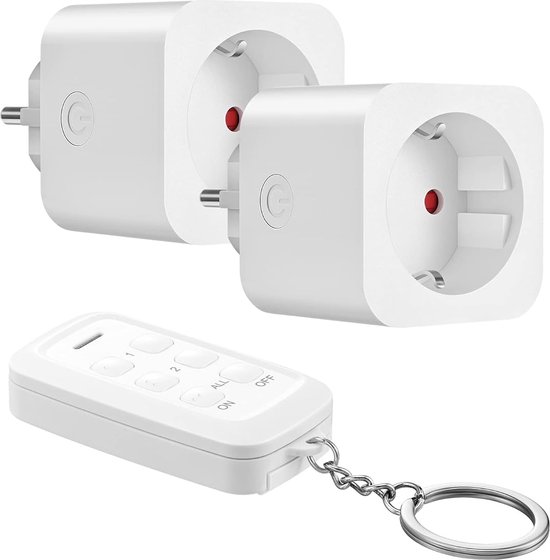 DEWENWILS Draadloos stopcontact met afstandsbediening, 16 A, 3680 W, plug-in aan/uit stekkerset 1V3, draadloos, uitbreidbare draadloze schakelaar voor feestdecoratie en thuisapparaten, 50 m bereik
