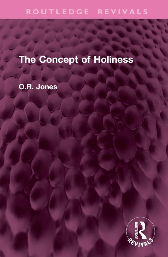 Boekomslag voor The Concept of Holines, met de titel op een paarse, textuur achtergrond.