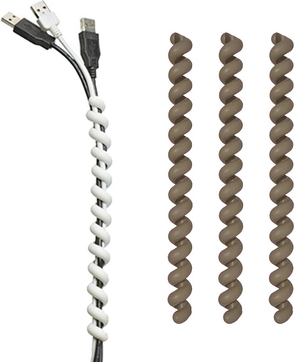 Cable Twister - Kabelbinders - Taupe - Set van 3 stuks - Lengte 19 cm