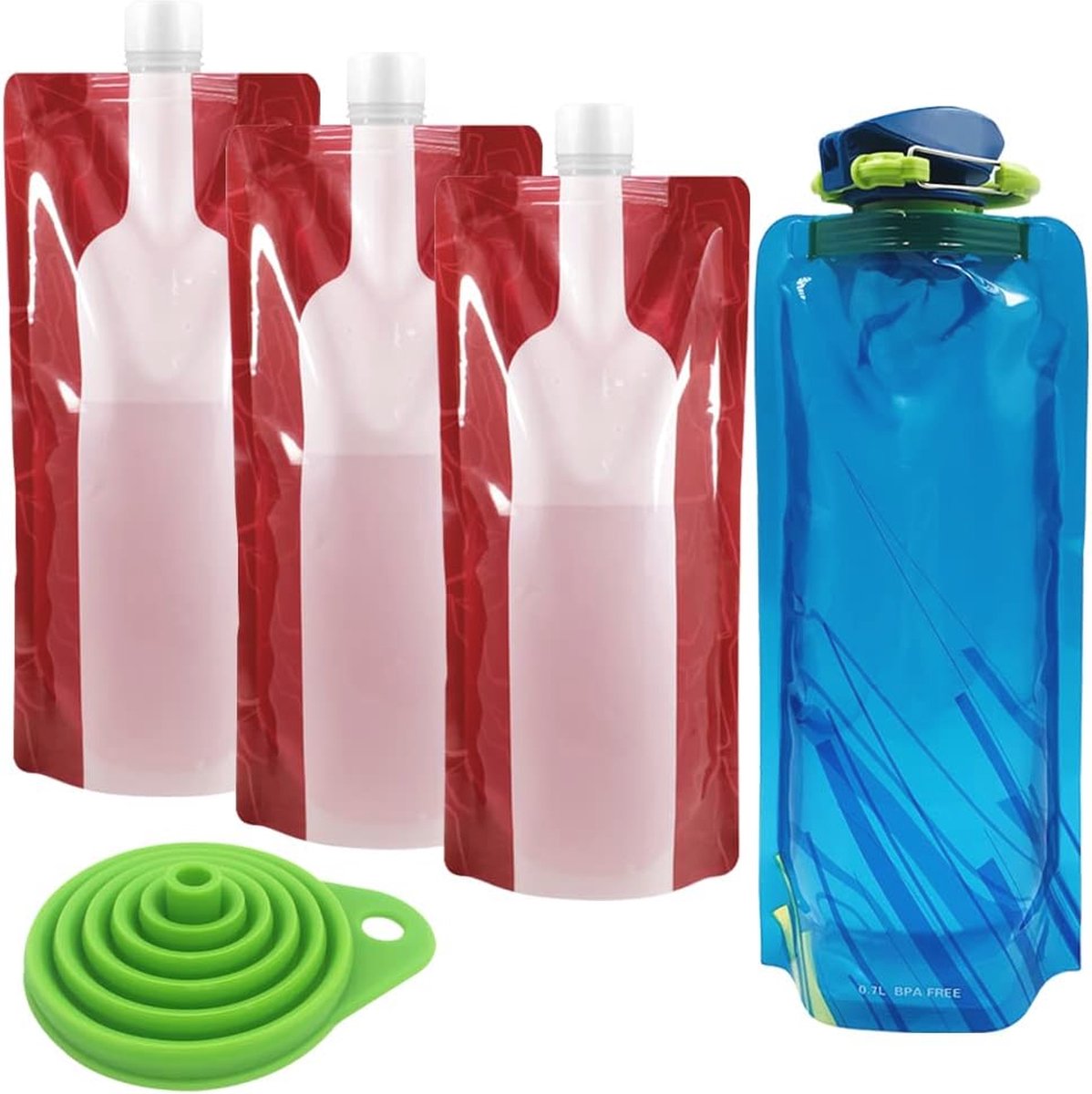 Goedkoopste Opvouwbare wijnzakken en drinkzakjes – 5 stuks voor dranken on-the-go