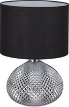 Relaxdays nachtlampje - tafellamp zwart zilver - designerlamp - glazen voet - 50 cm