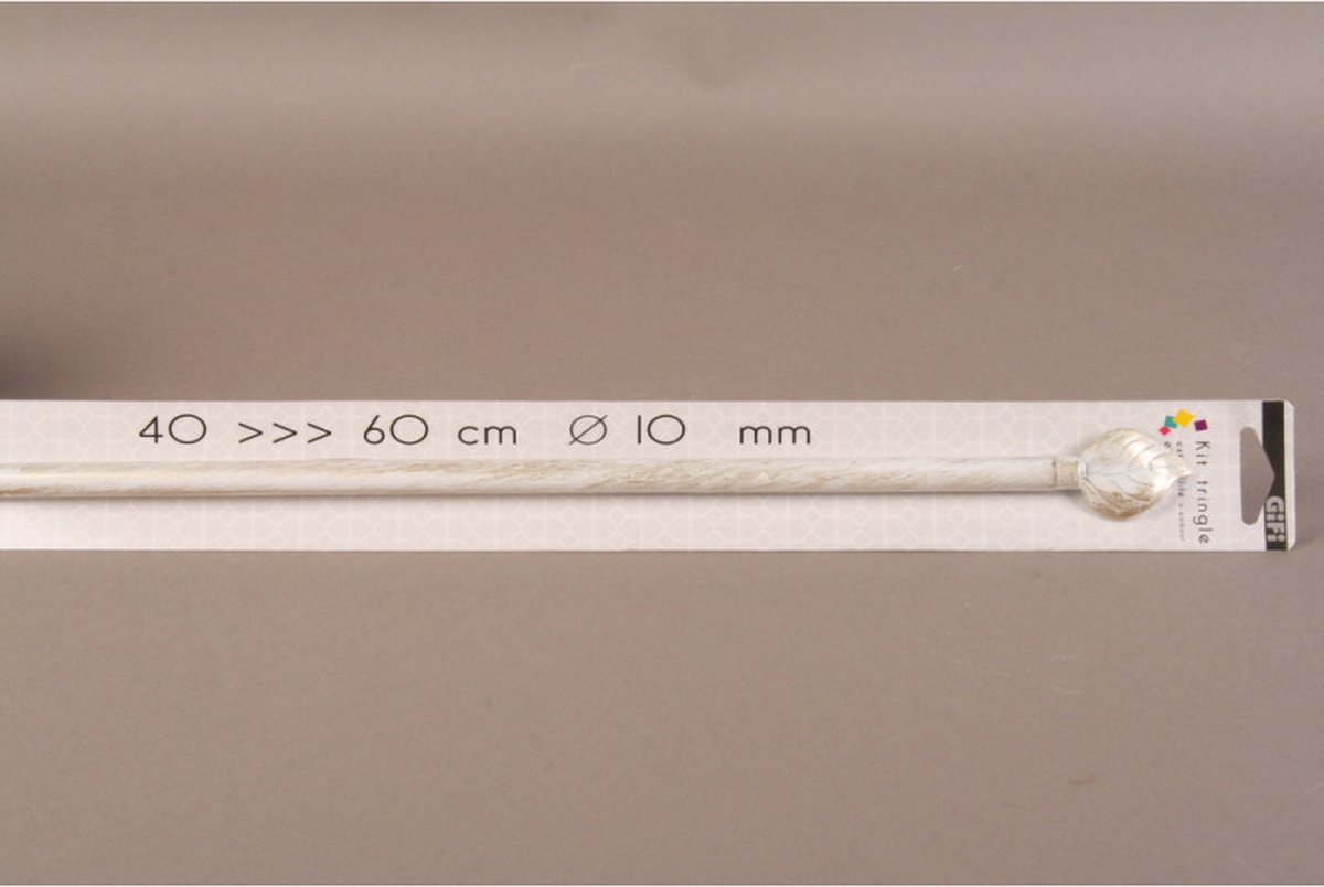 Gifi Diffusion - Uitschuifbare gordijnroede - 40-60 cm - antiek witte bladpunt