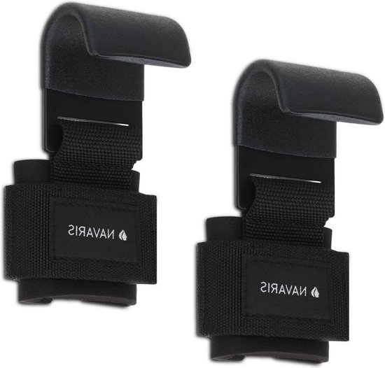 Sangles de levage de poignet pour l'entraînement en force - 2x crochets de poignet pour le fitness et la protection des articulations - Dragonnes noires professionnelles avec crochets pour sangles de fitness