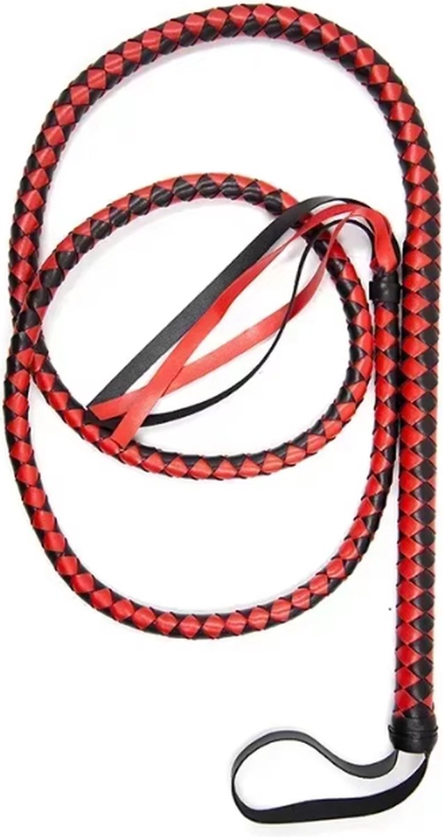 Goedkoopste Bullwhip - BDSM - Zweep - Zwart Rood -lente 190 cm