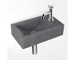 Fonteinset JÃ¶rgen L'aqua Graniet (40x23x11 cm) met Zilveren kruiskopkraan en sifon