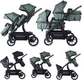 Novi Baby® Pacific Duo Premium Kinderwagen - Groen - geschikt voor 2 kinderen - te gebruiken als Bolderkar