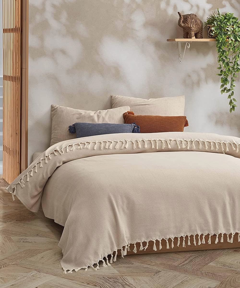 XXL Beddensprei 100% Katoen Oeko-Tex™ - Omkeerbare Dekens voor Woon- en Slaapkamer - 200 x 230 cm Sepia