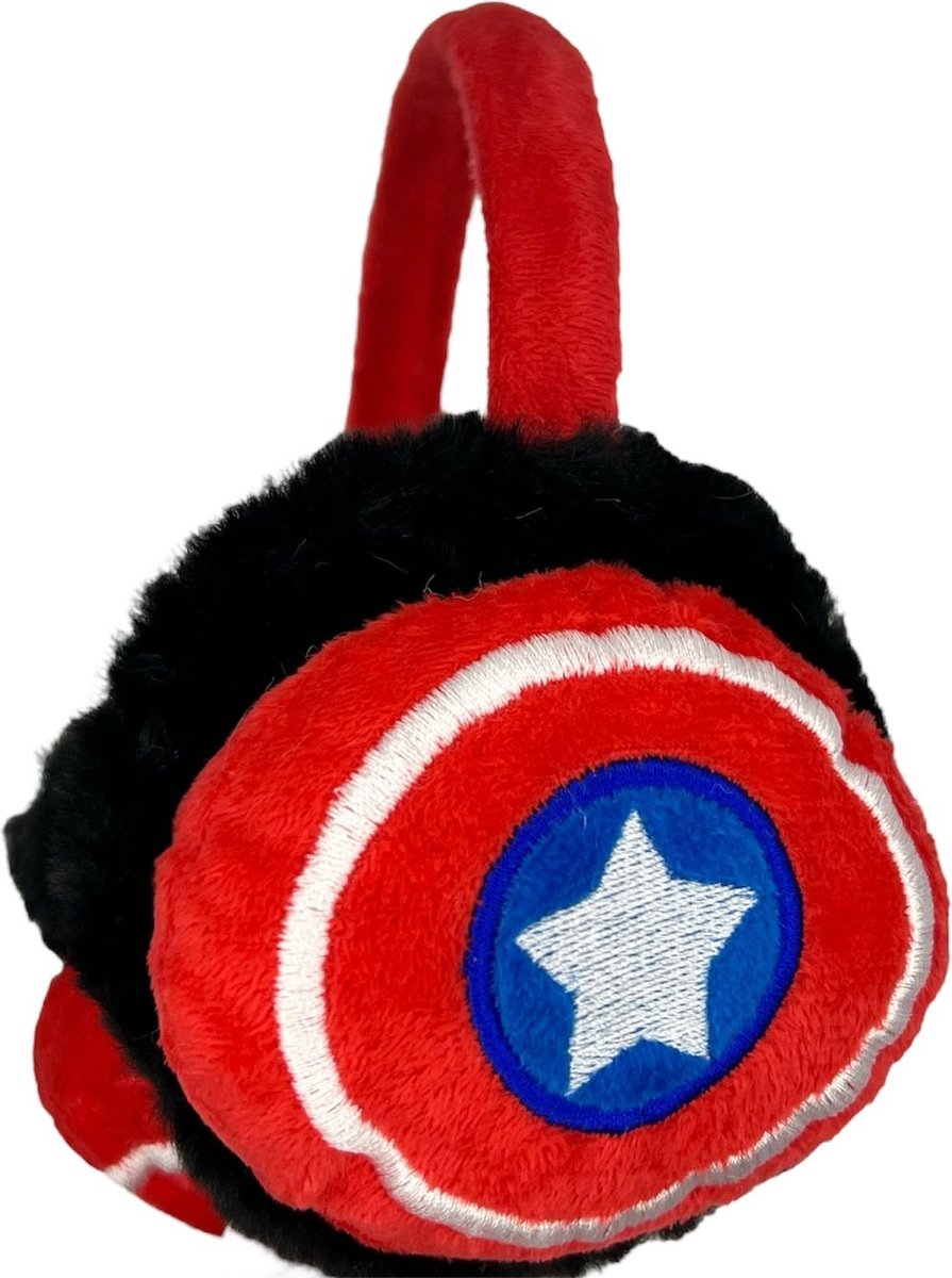 Oorwarmers kind - winter - warm - jongens - superheld - Captain America - zwart/rood/blauw