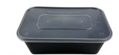 Récipients pour aliments frais - Récipient pour aliments frais - Récipients pour préparation de repas avec couvercle - 1 compartiment - Récipient pour micro-ondes - 750 ml - Noir - 25 pièces