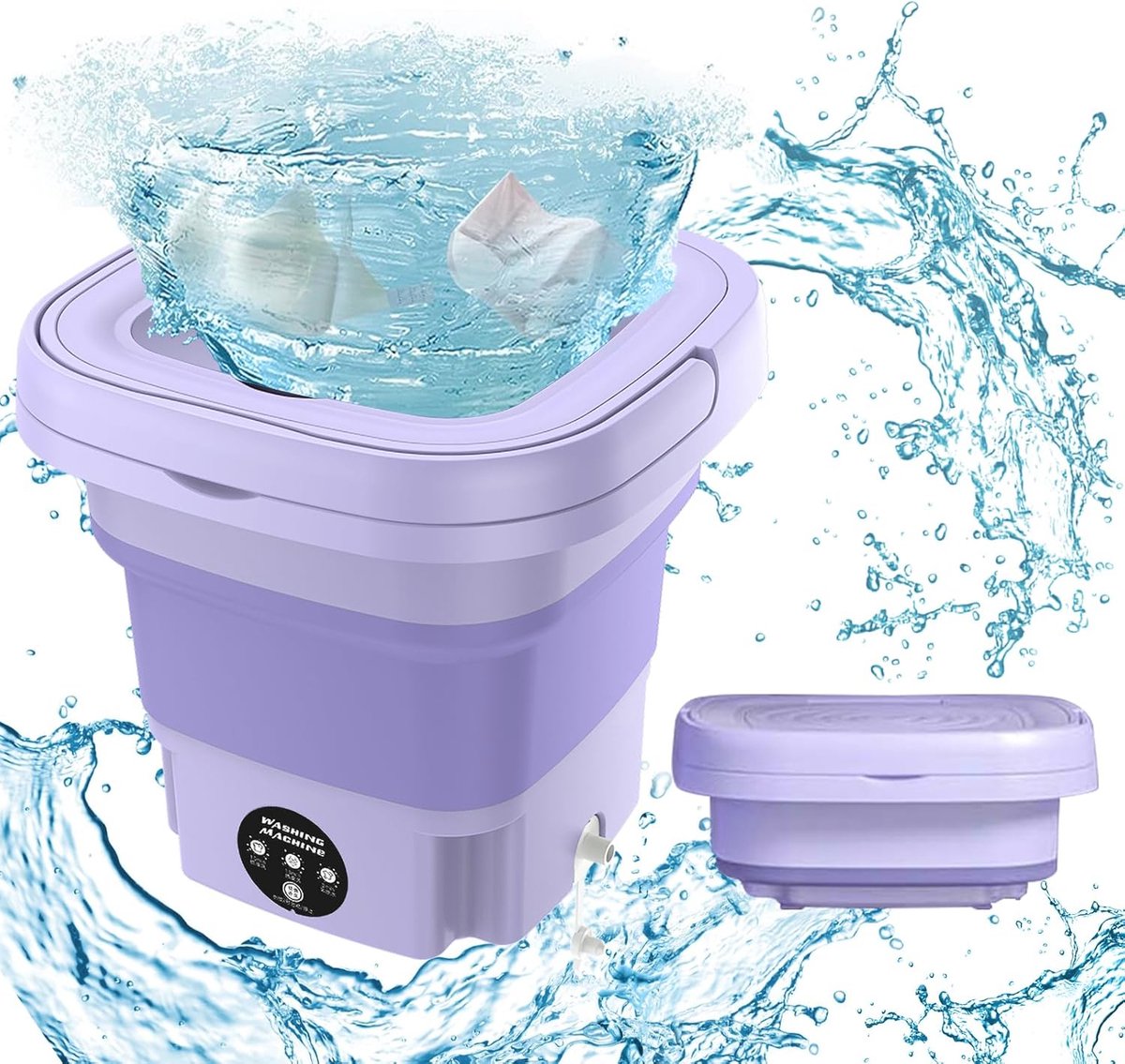 Draagbare Mini-wasmachine - Ruimtebesparende, Opvouwbare Wasmachine met Centrifuge voor Camping en Reizen - Ideaal voor Ondergoed en Kleine Voorwerpen