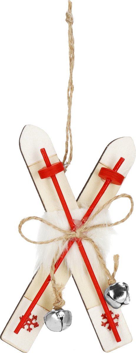 springos Kerstboomhanger | Ski's | 2 Stuks | 12.5 cm Naturel