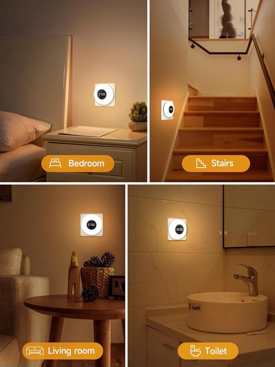 Nachtlampje 2 Stuks - Incl. Afstandsbediening - Nachtlamp voor in Stopcontact - 10 Helderheidsniveau - 3 Kleurentemperaturen - Lamp Dimbaar — afbeelding 3