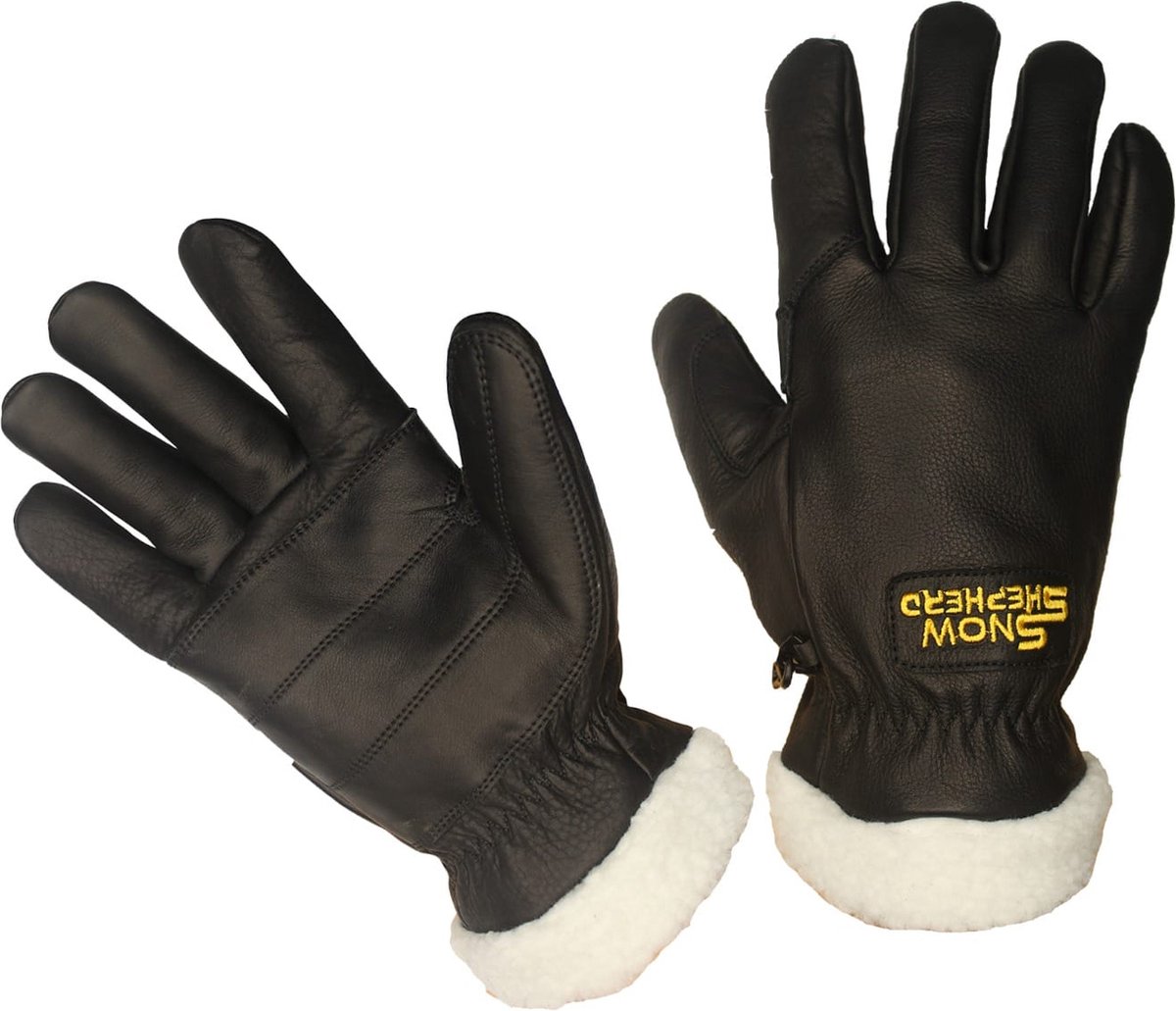 Snowshepherd Handschoenen Leer Zwart Ski handschoenen