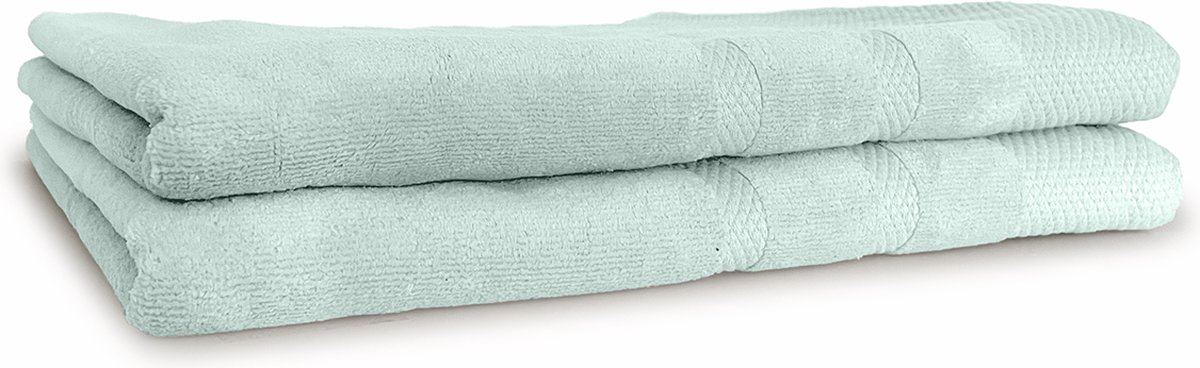 LINNICK Diamond Velours Handdoeken Set - Set van 2 - Douchelaken 70x140cm - Badlakens - Handdoeken - 550 gr/m2 - 100% Katoen - Soft Green