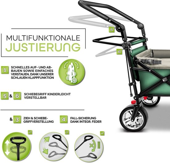 Bolderkar 130 kg 200 L Uitklapbaar Groen bestellen