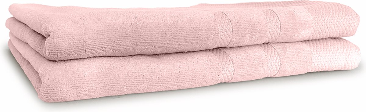 LINNICK Diamond Velours Handdoeken Set - Set van 2 - Douchelaken 70x140cm - Badlakens - Handdoeken - 550 gr/m2 - 100% Katoen - Light Pink