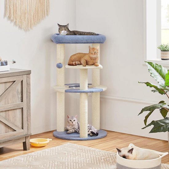 Yaheetech Cactus Krabpaal, 160 cm hoog, stabiele kattenboom, kattenkrabpaal met 4 sisalstammen
