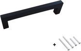 Handgreep zwart 14 cm - inclusief bevestigingsbouten - Handgrepen Kast - Meubelhandvat - Keukengreep