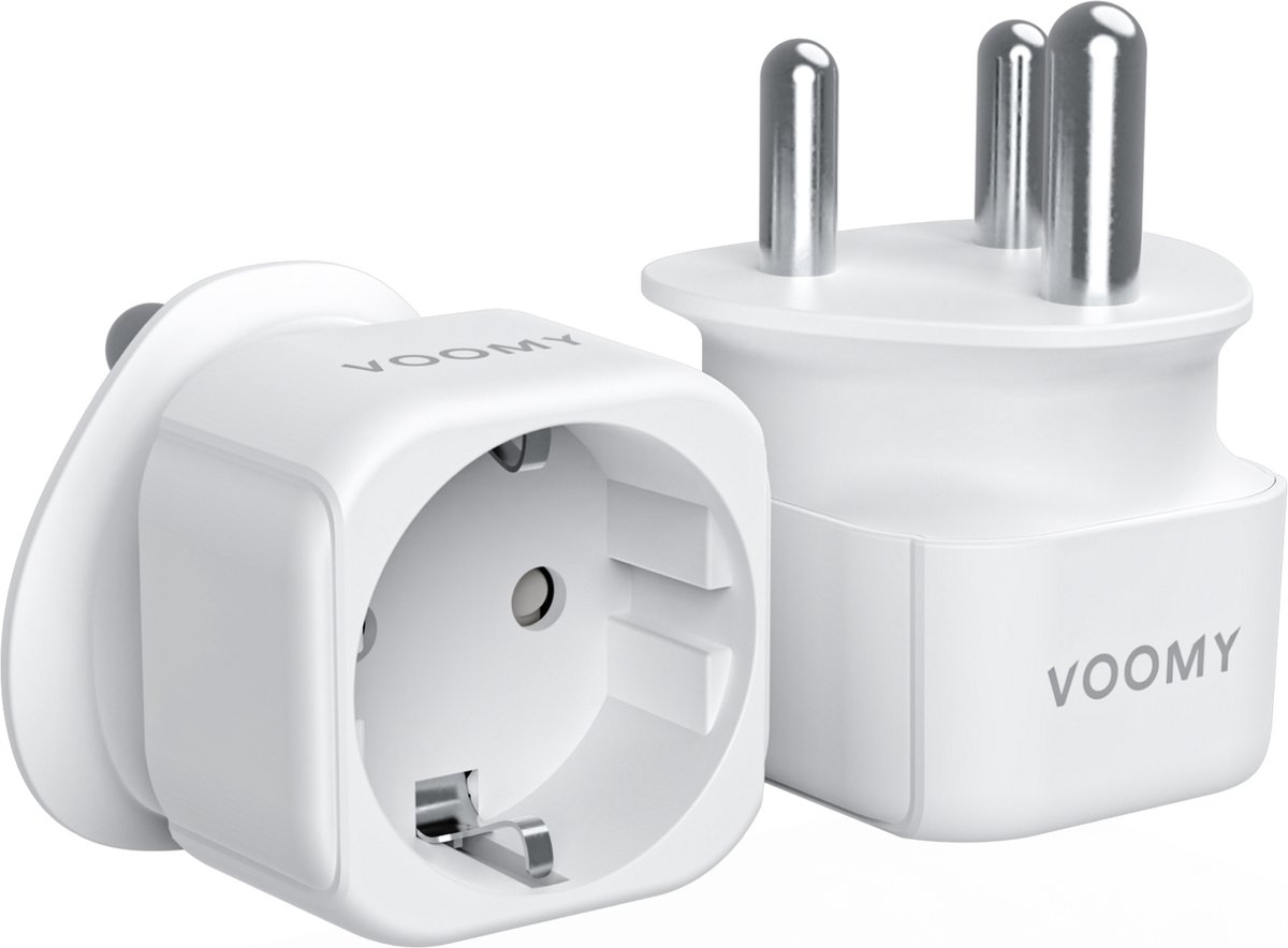 Bol.com Voomy 2x Reisstekker Type M - Wereldstekker voor Zuid Afrika, India, Nepal, Maleisie, Namibie, Sri Lanka, Singapore - Re... aanbieding