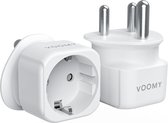 Voomy 2x Reisstekker Type M - Wereldstekker voor Zuid Afrika, India, Nepal, Maleisie, Namibie, Sri Lanka, Singapore - Reisadapter - 2 Stuks - Wit