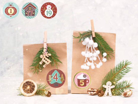 Advent Stickers met Goudfolie - Stickers Kerst - Stickers Advent - Adventskalender Maken - Stickers Adventskalender - Adventskalender - Knutselen Meisjes - Knutselen Volwassenen - Stickers voor Volwassenen