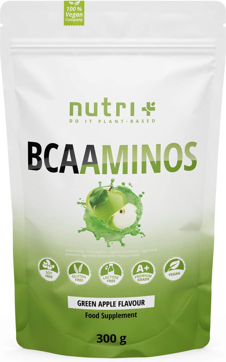 Goedkoopste nutri BCAA poeder Green Apple - hooggedoseerd aminozuurcomplex - instant BCAA poeder vegan - 2 1 1 L-leucine L-isoleucine L-valine - 300 g