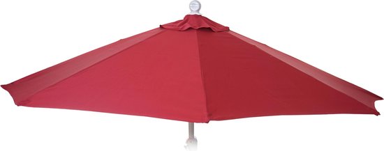 Bordeauxrode parasol, open.