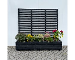 AMISHOUT - Plantenbak met klimrek 180x40x36 (176) cm - zwart