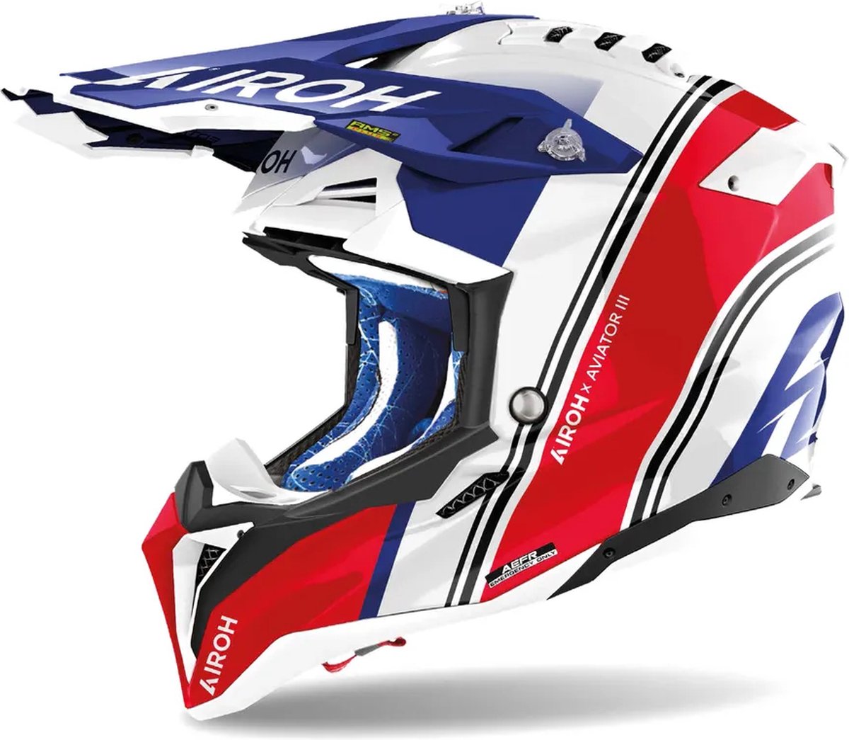 Airoh Helm Aviator 3 AMS² Hima glans blauw wit rood M