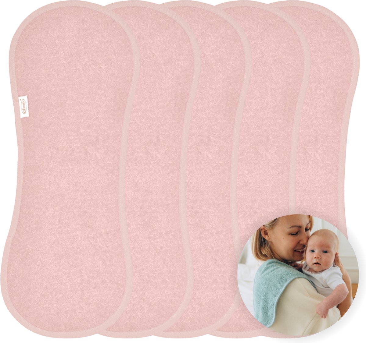 Goedkoopste Funnies Spuugdoek 5 Stuks Blush - Set van 5 Zachte Spuugdoekjes - Monddoekjes - Kwijldoekjes - 20x55 cm - Absorberend en Zacht - 100 Katoenen Badstof - Perfect voor na de Borstvoeding, Voeden en Bescherming van Kleding