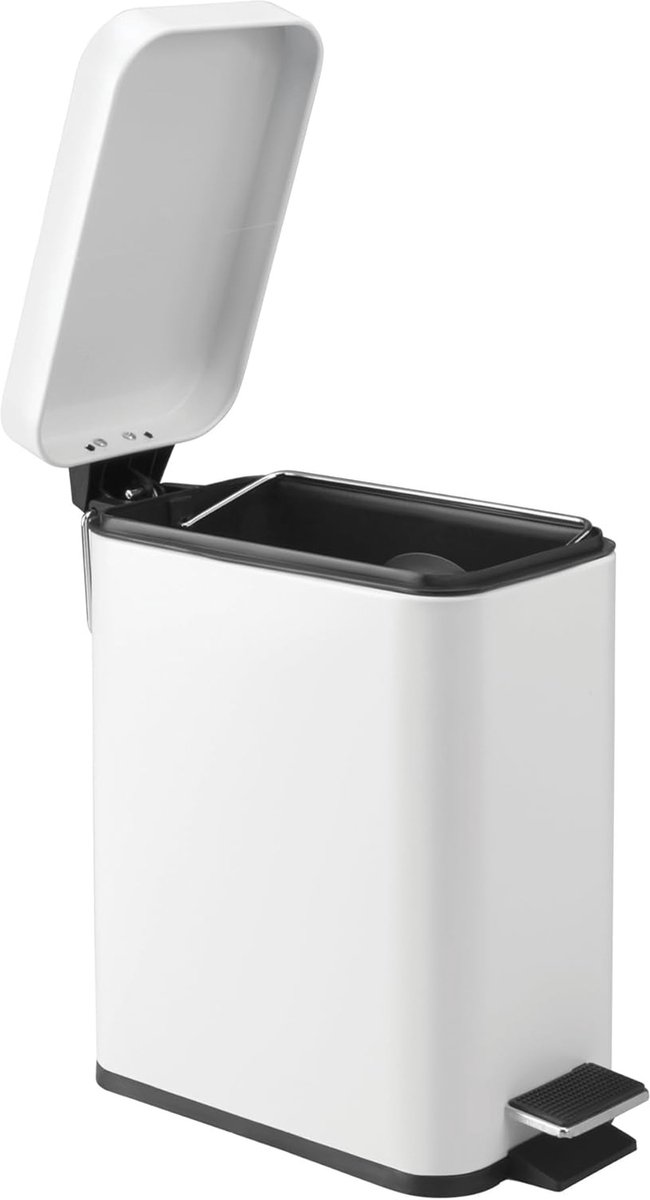 Goedkoopste Compacte Vuilnisbak met Deksel en Voetpedaal voor Keuken en Badkamer - 14,1 x 30,1 x 27,5 cm