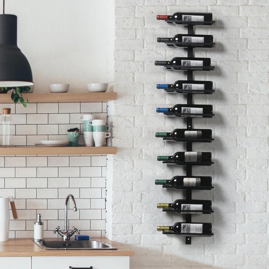 Wijnhouder RVS | Wijnrek wall mount - Flessenhouder wijn voor aan de muur 8 flessen