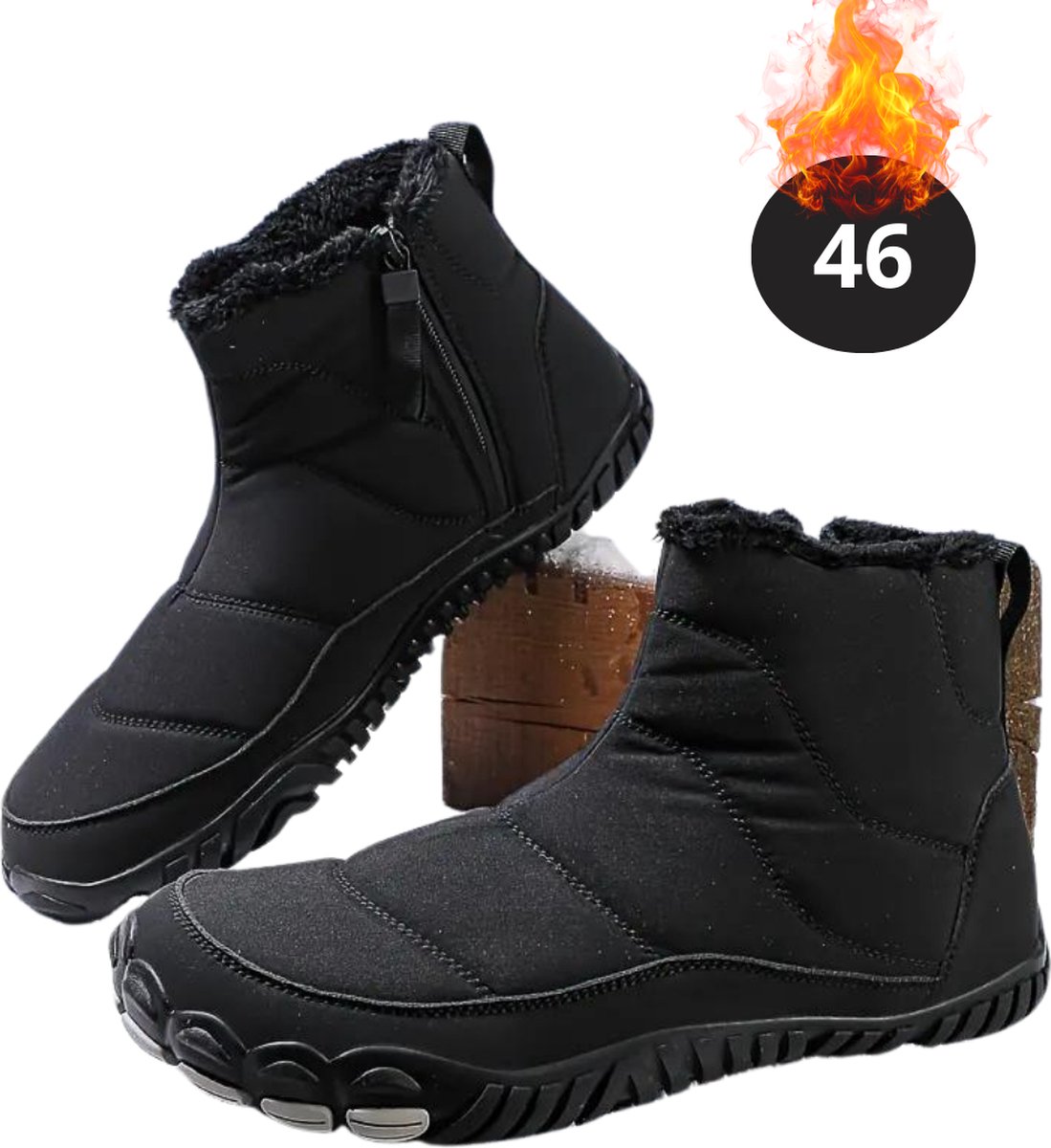 Nivard Snowboots Sneeuwschoenen Sneeuwboots Heren Wintersport Ski Skischoenen – 46 Antislip Zwart