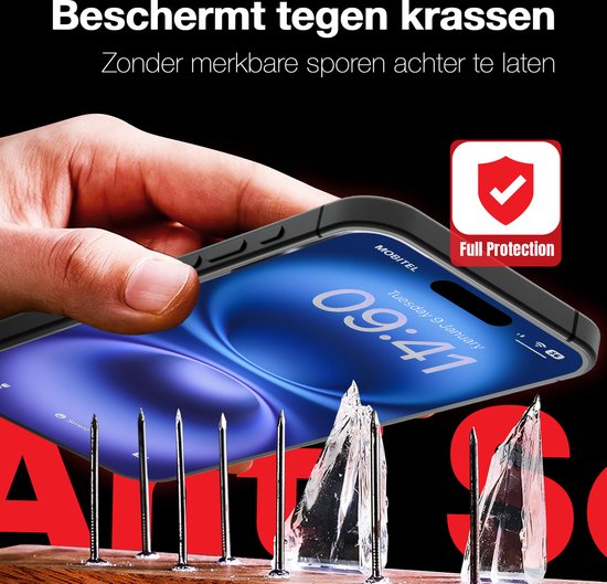 Screenprotector - 2 stuks - Geschikt voor iPhone 16 Tempered Glass - Extra Sterk – beschermglas