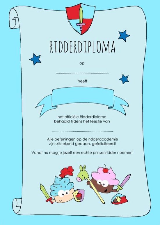 Ridder diploma's kinderfeestje diploma Ridder 8 stuks bol.com
