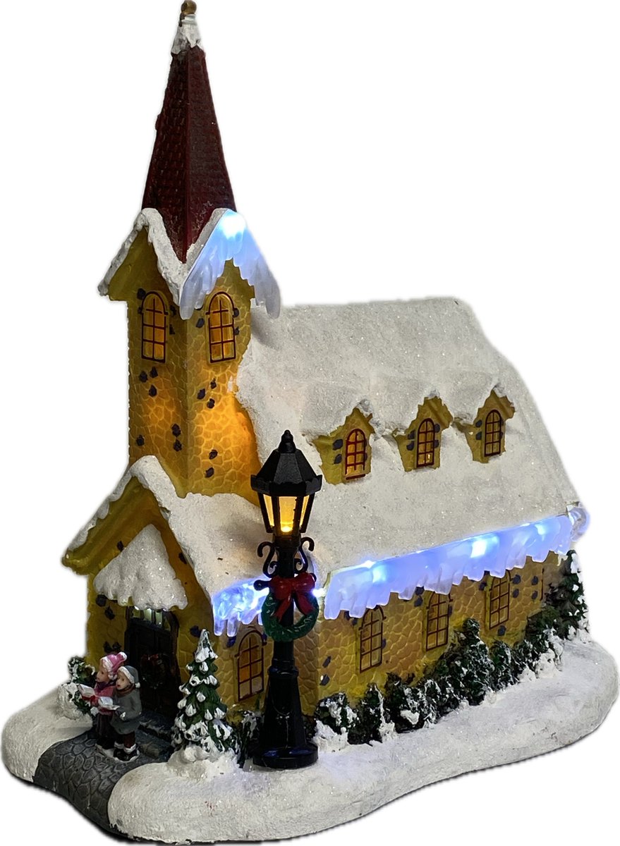 Kersthuisjebestellen - Winter Kerk met Ledverlichting - Flashinglight - Muziek - Kersthuis met Verlichting - Kerstdorp - B/O – foto 2