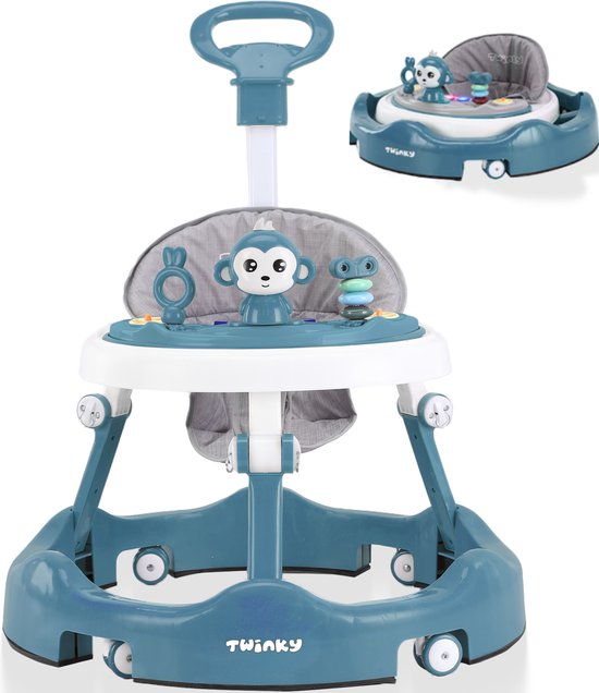 Twinky® Babywalker – Luxe Loopstoel met 3-delige speelset – Loopstoeltje voor Baby inclusief Voetenmat en Steel