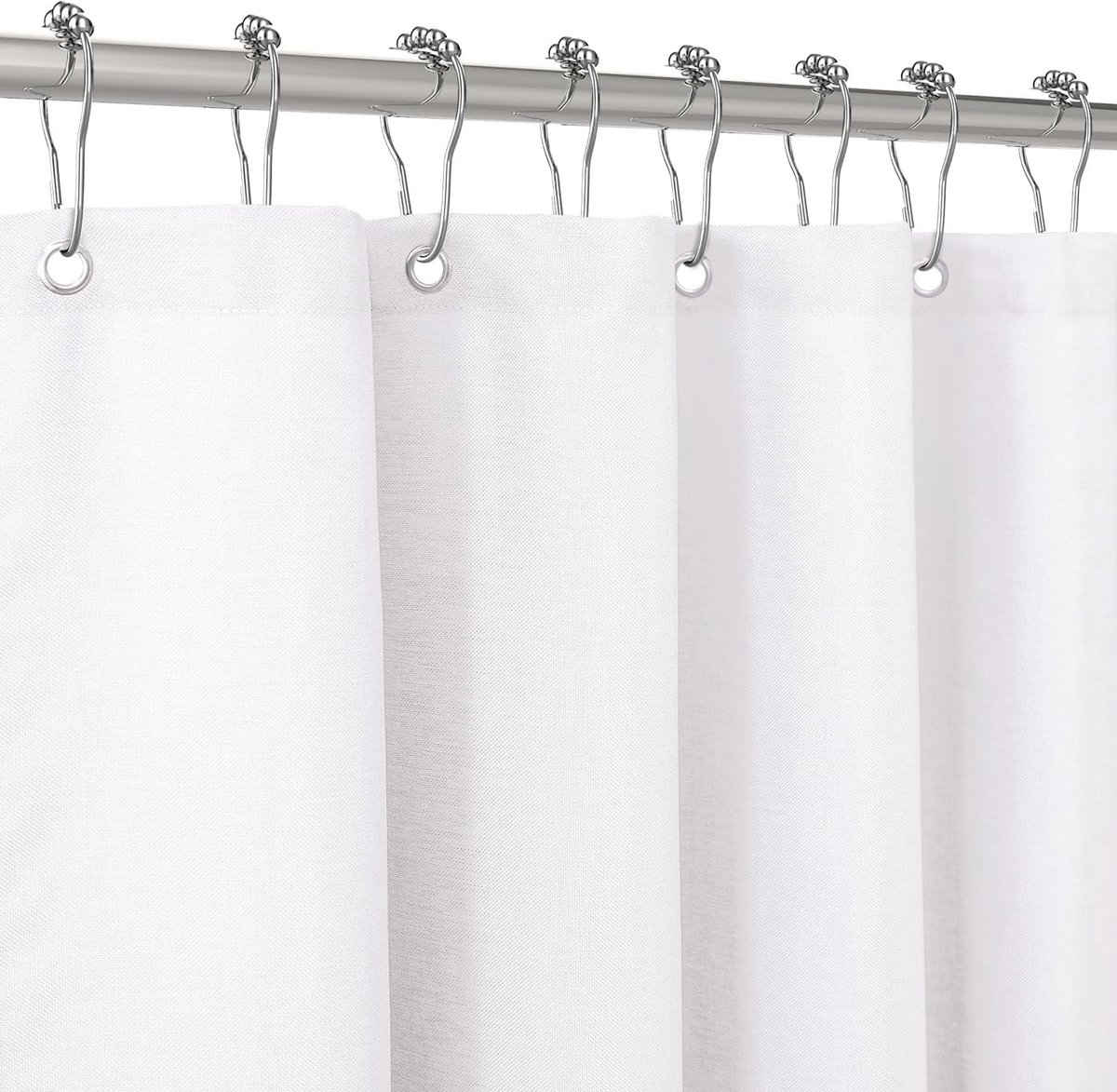 Douchegordijn voor badkamer met metalen haken linnen stof douchegordijn zwaar bad gordijn voor natte kamer bad douchecabine hotelkwaliteit, gewogen zoom, waterdicht - 92 x 182 cm (wit)