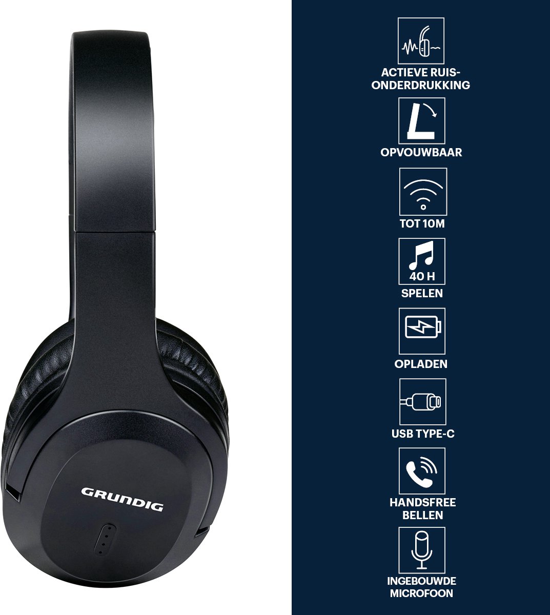 Grundig Draadloze Koptelefoon met 40 Uur Afspeeltijd - afbeelding 2