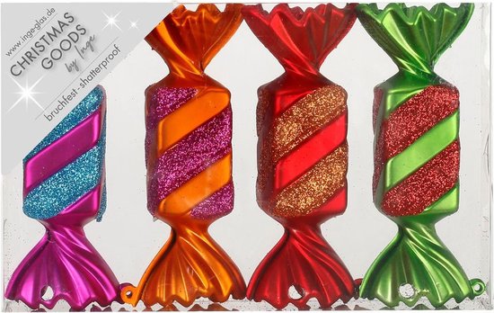 Christmas goods Kersthangers - 4x - snoepjes - gekleurd - 10.5 cm - kerstversiering