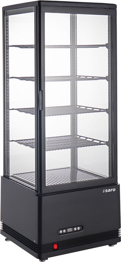 SARO Koelvitrine SC 100 AV – 98 L – Zwart – Circulatiekoeling – LED – Dubbelglas – Energieklasse C – Voor Horeca & Professioneel – Bestel nu!