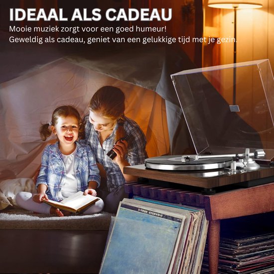 SEEYING® Platenspeler Meubel - Platenspeler Kast Met Bluetooth - Platenkast - Vinyl Meubel - Ip Meubel - 2 Snelheden - Vintage Platenspeler van SEEYING — afbeelding 5