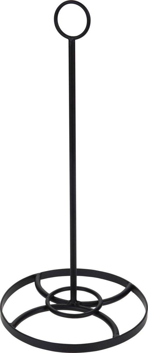 Metaal keukenrolhouder rond zwart 16 x 35 cm - Keukenpapier houders