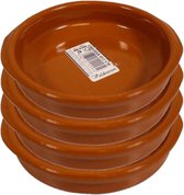 Tapas schaaltje - Set van 4x stuks - Alicante - terracotta - 12 cm - met handvatten - bakje - serveerschalen/borden/ovenschalen