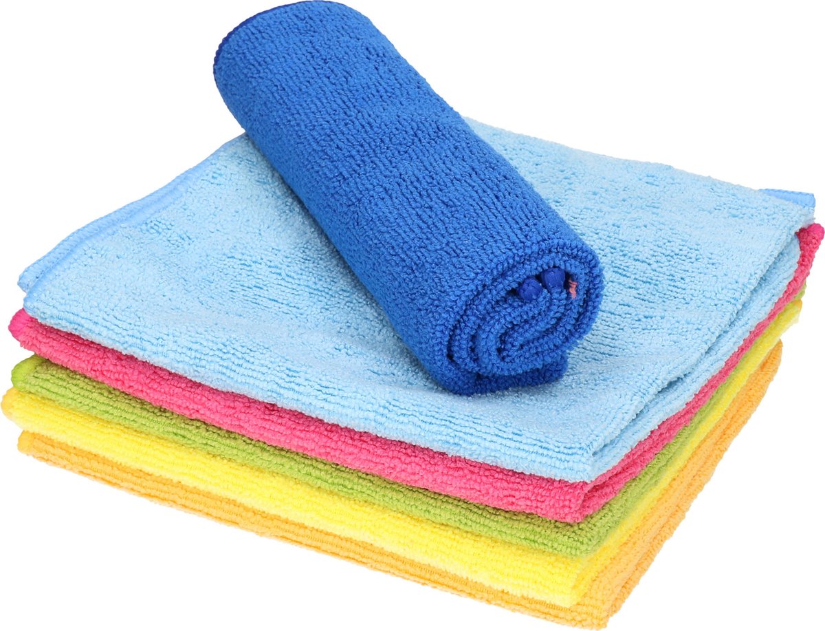 Sorbo Microvezeldoeken gekleurd - 24x stuks - 40 x 40 cm - Vaatdoeken microvezel - Micorvezeldoekjes