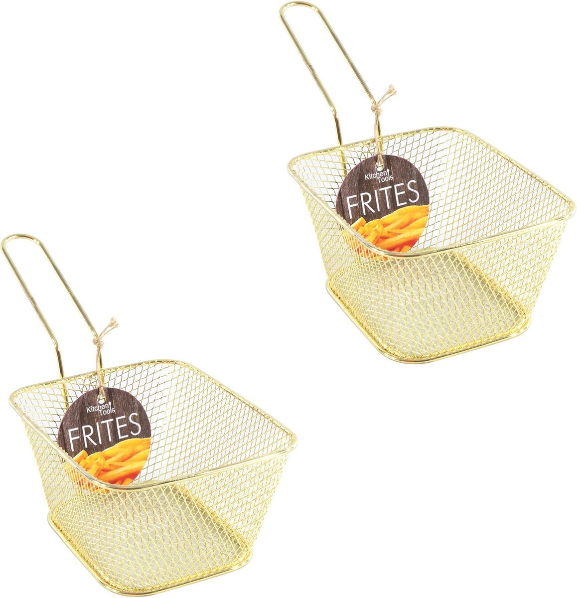 Snackmandje - 10x stuks - goudkleurig - frietmandje - 14 cm - snacks serveren