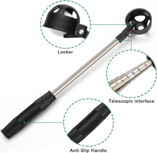 *** Compacte Golfbalhengel - Automatische vergrendeling - RVS - Uitschuifbare Golfhengel 2M - Ball retriever - Golfbal - van Heble® *** van Merkloos — afbeelding 3